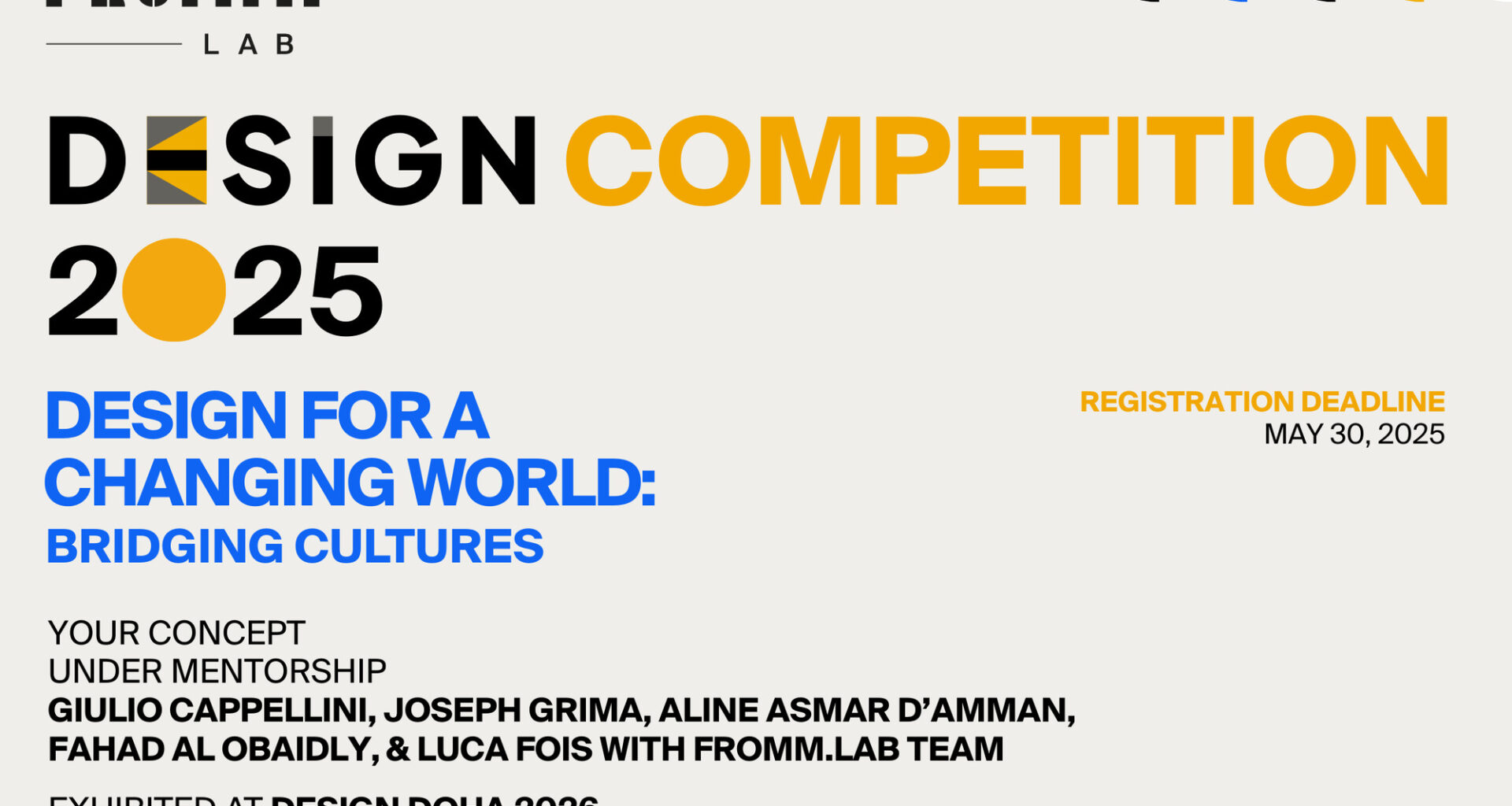 "Design for a Changing World: Bridging Cultures:” FROMM.Lab International Design Competition To Reimagine Arab Heritage