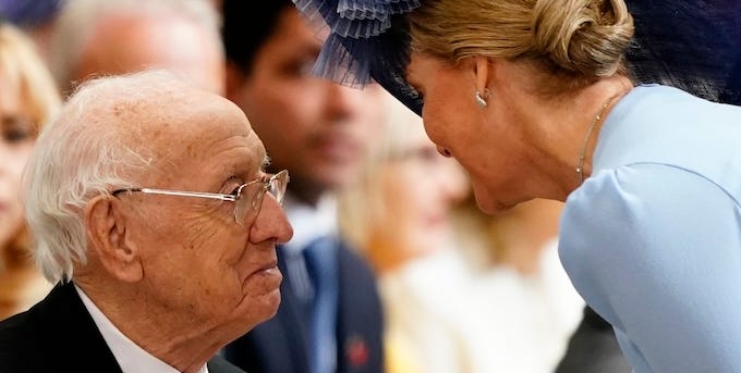 Duchess of Edinburgh shares emotional moment with veteran as she leads VE Day tribute with Princess of Wales