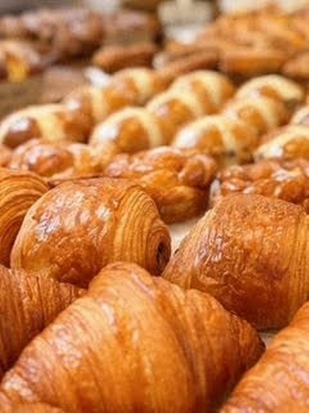 Pastries laid out on a tray