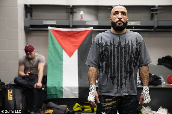 MONTREAL, QUEBEC - MAY 10: Belal Muhammad warms up prior to his fight during the UFC 315 event at Bell Centre on May 10, 2025 in Montreal, Quebec. (Photo by Mike Roach/Zuffa LLC)