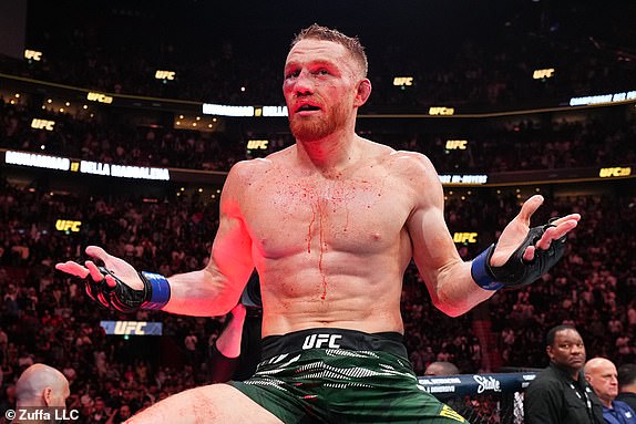 MONTREAL, QUEBEC - MAY 10: Jack Della Maddalena of Australia reacts after the UFC welterweight championship bout against Belal Muhammad during the UFC 315 event at Bell Centre on May 10, 2025 in Montreal, Quebec. (Photo by Chris Unger/Zuffa LLC)