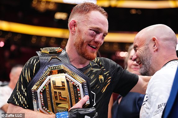 MONTREAL, QUEBEC - MAY 10: Jack Della Maddalena of Australia reacts after his unanimous-decision victory against Belal Muhammad in the UFC welterweight championship bout during the UFC 315 event at Bell Centre on May 10, 2025 in Montreal, Quebec. (Photo by Chris Unger/Zuffa LLC)