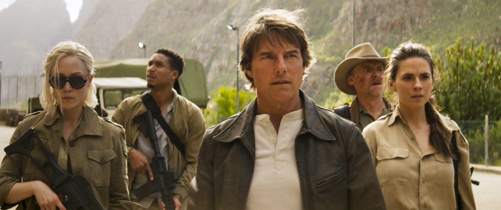 tom cruise plays ethan hunt, pom klementieff plays paris, greg tarzan davis plays degas, simon pegg plays benji dunn and hayley atwell plays grace, mission impossible 8 final reckoning