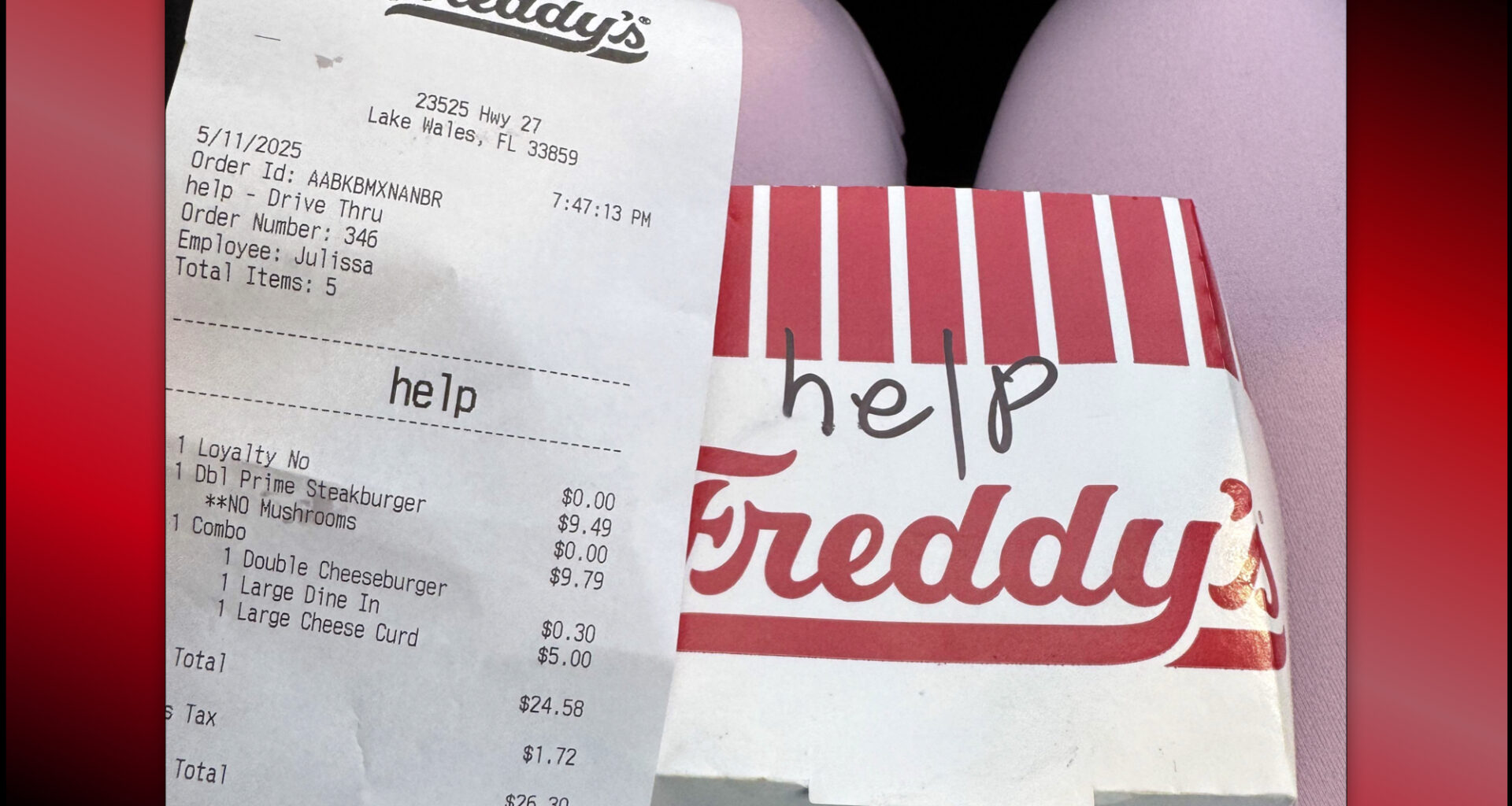 Shocked Customer Turns to Internet After Finding 'Help' Written on