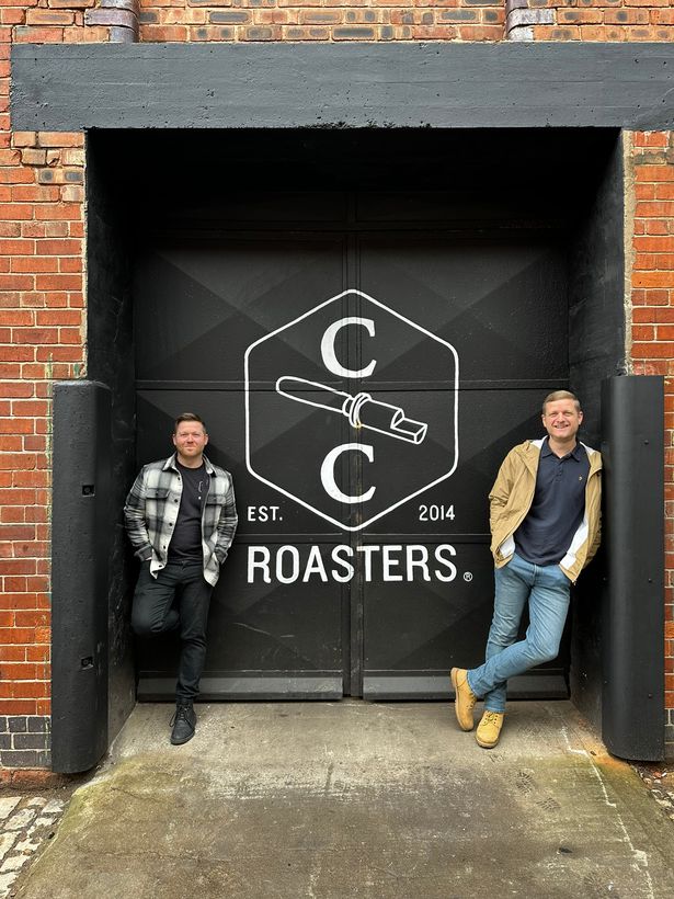 Mark Slinger (left) and Jack Foster (right), co-owners of Crosby Coffee outside their Glegg Street roastery