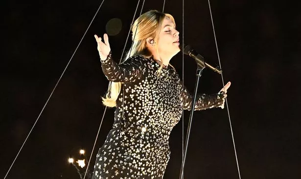 French singer Louane performs Maman at the Six Nations