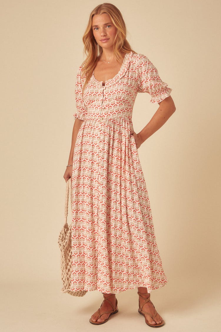 Pink Printed Flossie Midi Dress, £89
