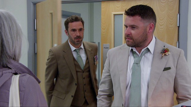Aaron storms away from John in the hospital, looking angry