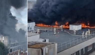 Plumes of thick black smoke blot out Bristol skyline