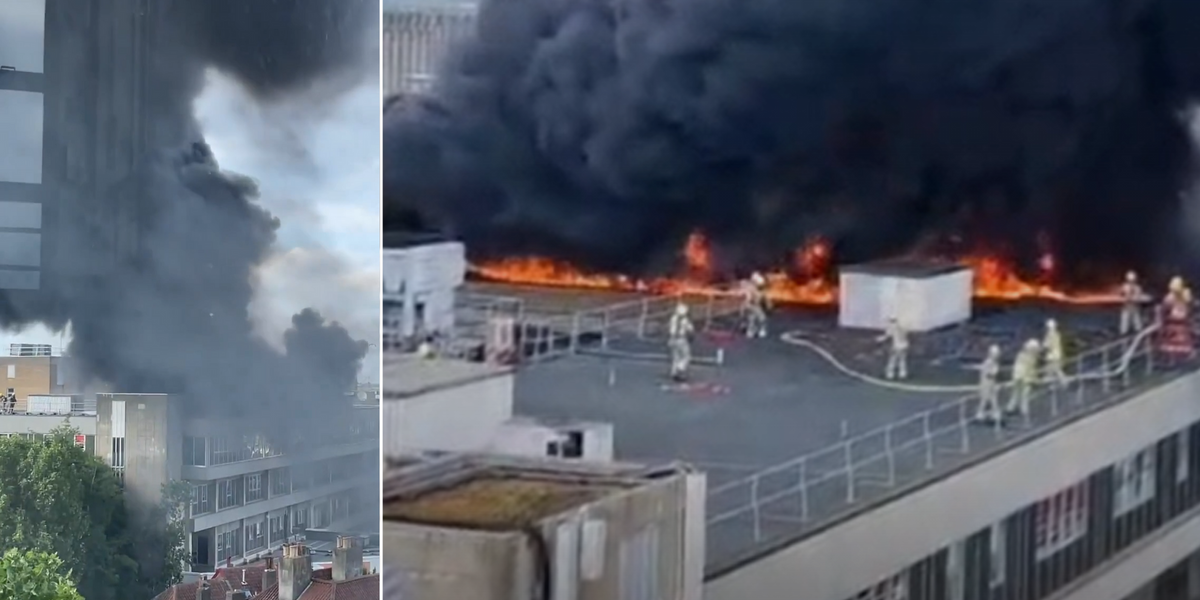 Plumes of thick black smoke blot out Bristol skyline