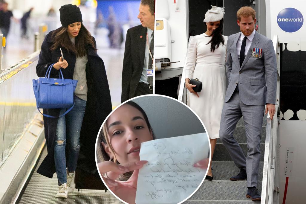 Meghan Markle's 'sweet' handwritten note to commercial flight crew goes viral