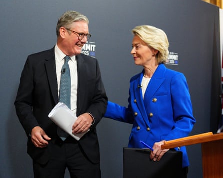 Keir Starmer and Ursula von der Leyen at a press conference on Monday