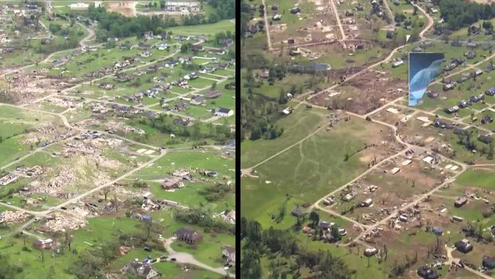 Aerials show what London, Kentucky looks like a week after tornado