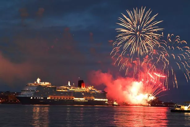 Fireworks as Cunard's Queen Anne sailed from Liverpool last year