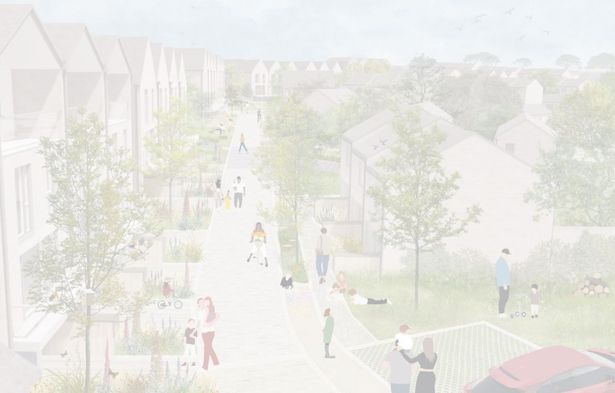 CGI of how the new neighbourhood planned for Bamford, in Rochdale, could look