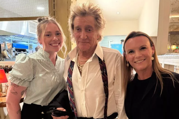 Sir Rod Stewart pictured with staff at The Atlantic Bar and Brasserie