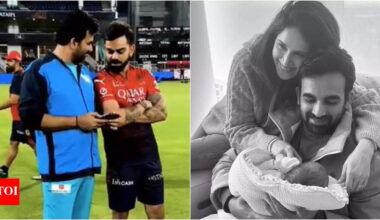 Virat Kohli looks at Zaheer Khan and Sagarika Ghagte's newborn son Fatehsinh's pictures, tells Zaheer: 'His eyes are just like you' | Hindi Movie News