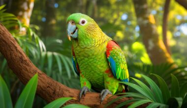 Illustration of a critically endangered Kākāpō parrot in its natural habitat. Image generated by AI.