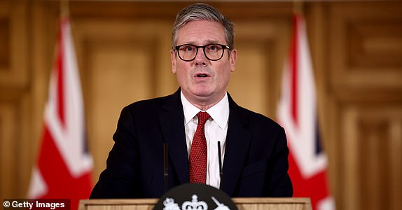 LONDON, UNITED KINGDOM - AUGUST 1: Britain's Prime Minister Sir Keir Starmer delivers a speech and takes media questions during a press conference at 10 Downing street on August 1, 2024 in London, England. The Prime Minister held a crisis meeting with British police chiefs over violent unrest that followed a knife attack targeting children in Southport.  (Photo by Henry Nicholls - WPA Pool/Getty Images)