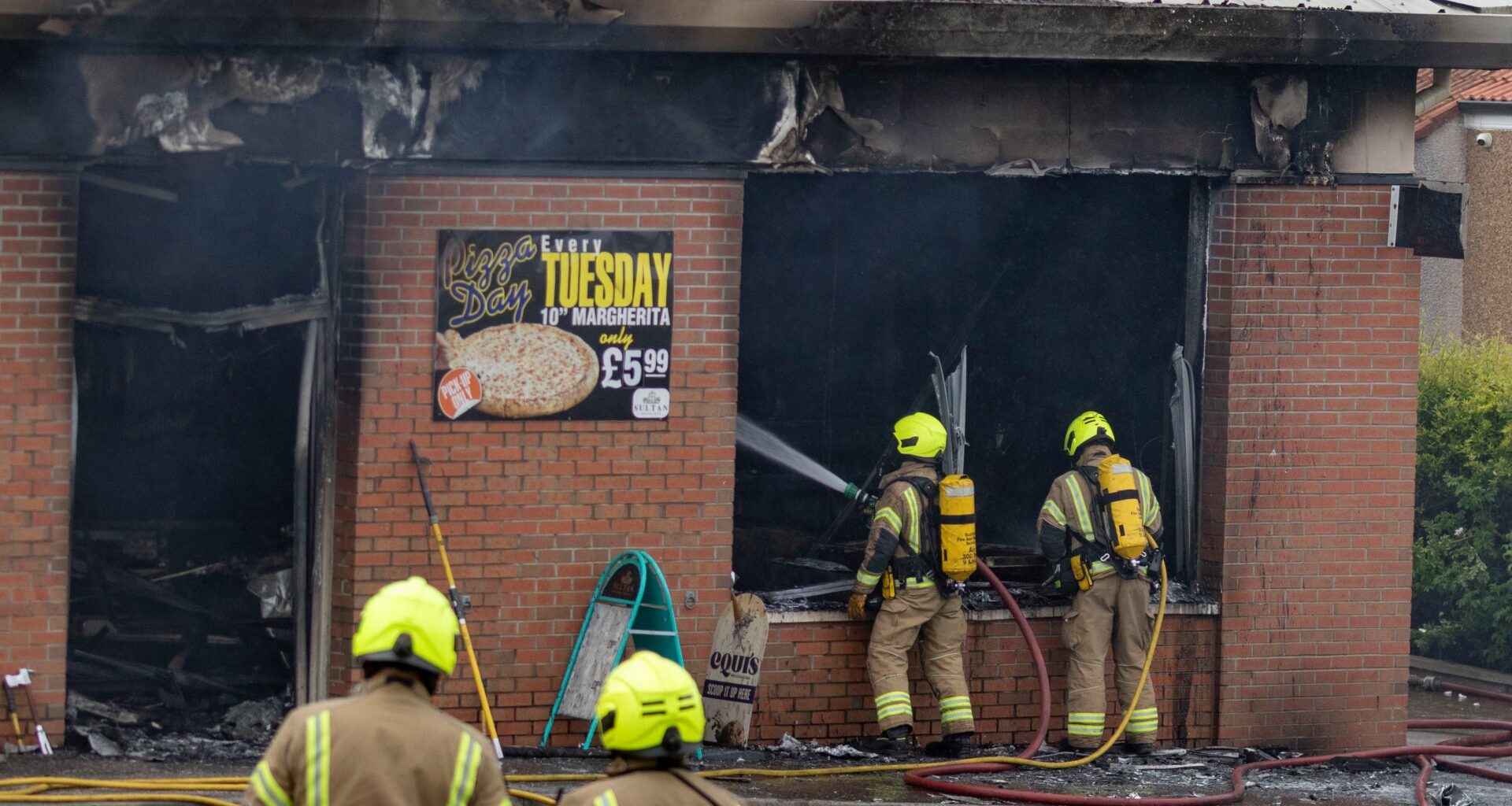 Firefighters tackle flames as huge blaze rips through popular Scots takeaway