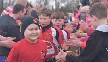 Sammy joined his team mates as they walked onto the pitch for their match, cheered on by the Vets teams