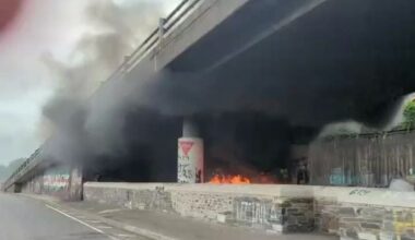Bogside, Derry: Watch as bonfire material set alight as safety concerns raised over controversial pyre