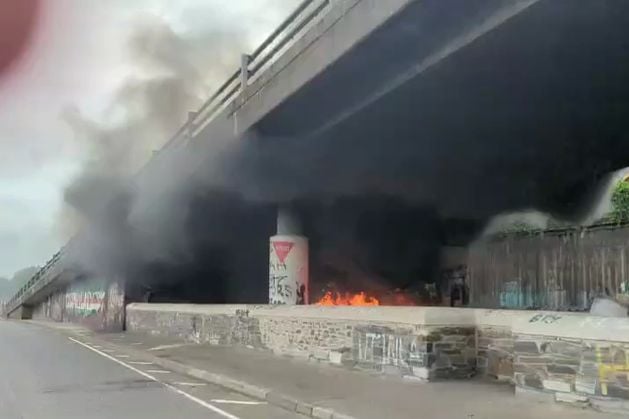 Bogside, Derry: Watch as bonfire material set alight as safety concerns raised over controversial pyre