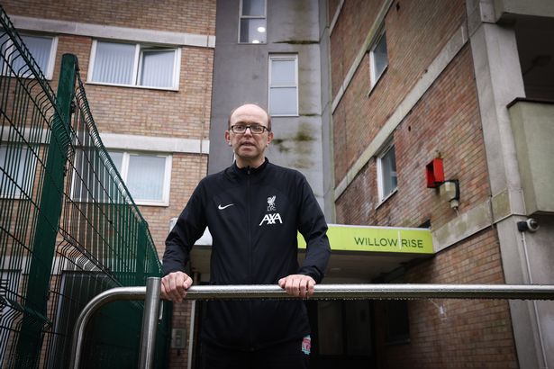 Resident Chris Penfold-Ivany outside Willow Rise in Kirkby
