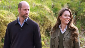 ARDURA, SCOTLAND - APRIL 30: Prince William, Prince of Wales and Catherine, Princess of Wales speak with Moray Finch (R), General Manager of the Mull and Iona Community Trust during a visit to Ardura Community Forest on April 30, 2025 in Ardura, Isle of Mull, Scotland. The Prince and Princess of Wales are on a two-day visit to the Isles of Mull and Iona on the 29th and 30th of April to engage with rural island communities. During their time on the islands, they will connect with local residents, highlighting the value of social bonds and underscoring the importance of safeguarding and advocating for the natural environment.