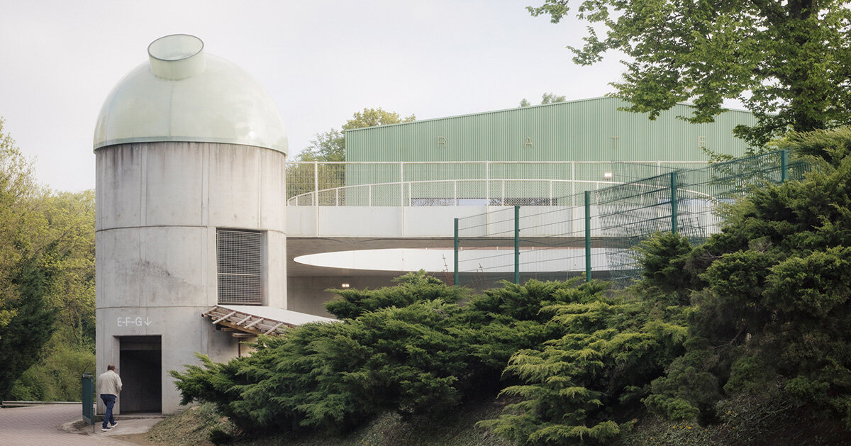 label tops sports center walkway with translucent dome in belgium