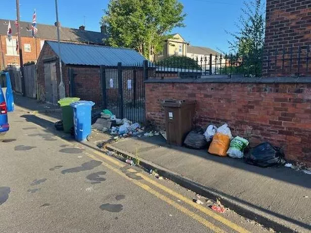 Rubbished dumped on Lime Street, Dukinfield