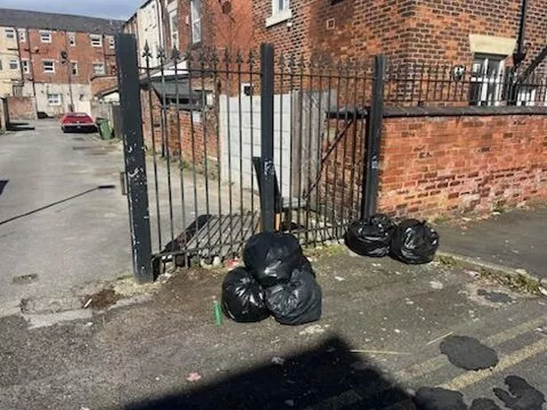 Rubbished dumped on Lime Street, Dukinfield