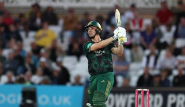Jack Haynes of Nottingham Outlaws bats during the Vitality Blast Men match between Notts Outlaws and Bears at Trent Bridge on May 30, 2025 in Nottingham, England