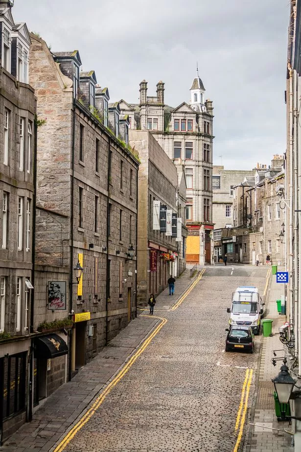 A picture of streets of the Scottish city of Aberdeen