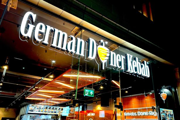 Trafford Centre, Manchester,  ENGLAND - September 2023:  German Doner Kebab External Store Sign (Photo by Peter Dazeley/Getty Images)