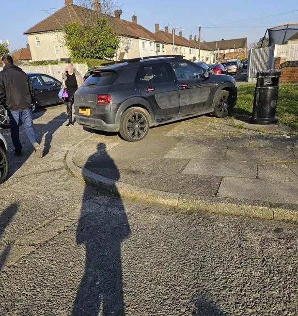 Pavement parking is out of control outside Hunts Cross Primary School