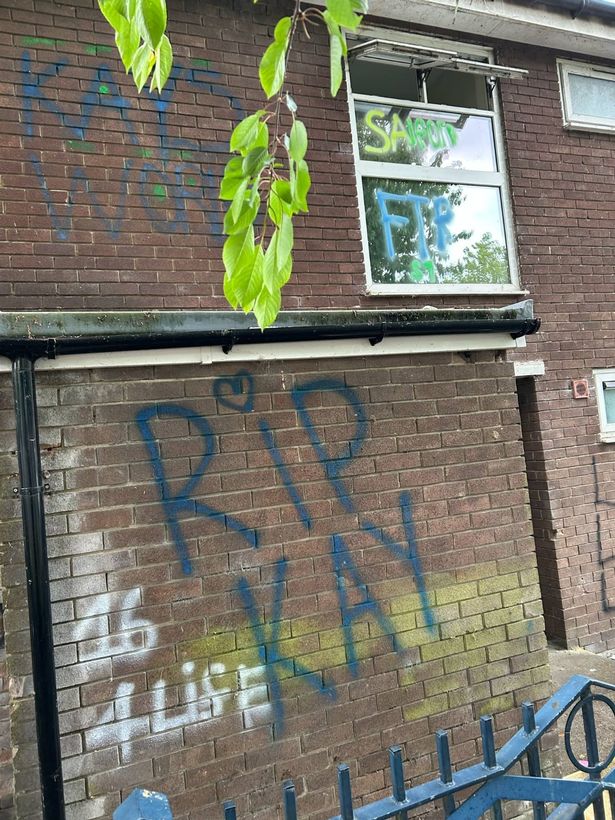 Graffiti daubed over nearby homes