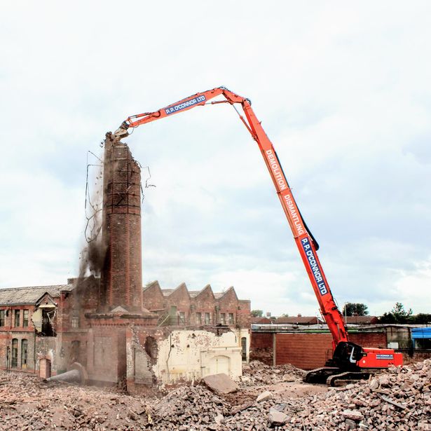 Inside/during the demolition of the iconic Ogdens Factory in Liverpool, 2016