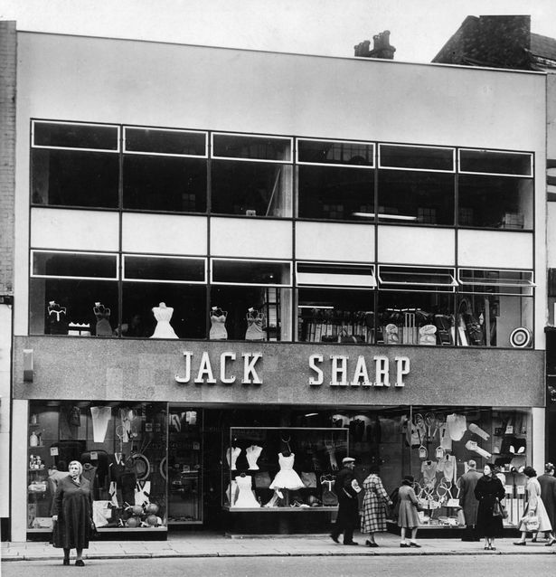 View showing the new frontage of the Jack Sharp sports store on Whitechapel, Liverpool. April 21, 1958