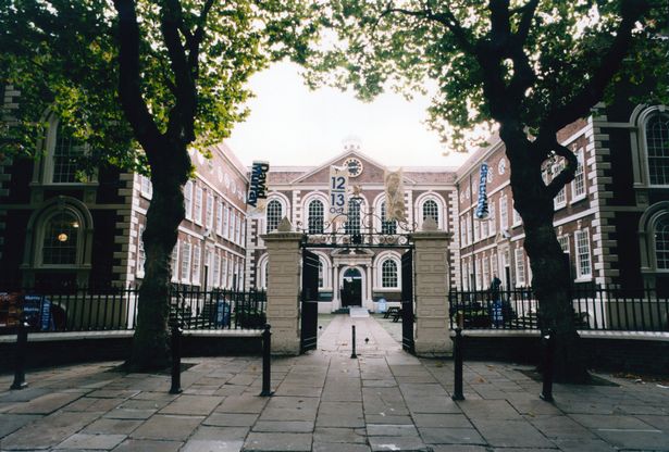 Exterior view of the Bluecoat Chambers, the oldest surviving building in central Liverpool.
15th October 1996.