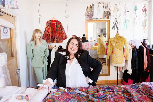 Fashion designer Caroline Oates in her Liverpool studio