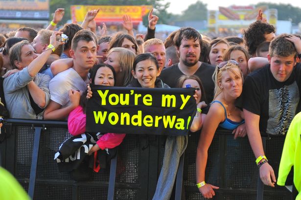 Fans at the front of the barrier for the Oasis gig at Heaton Park on June 4, 2009