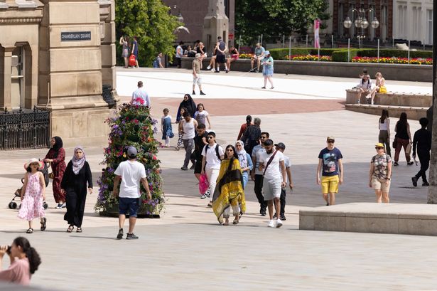 Hot sunny weather in the centre of Birmingham