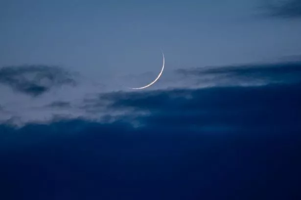 The first slim crescent of the new moon that determined Dhul Hijjah and Eid ul Adha in 2024