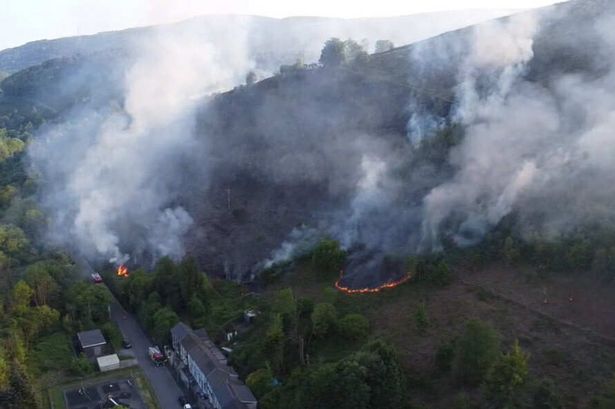 A large grass fire in Pontycymer, Bridgend county, on Saturday evening