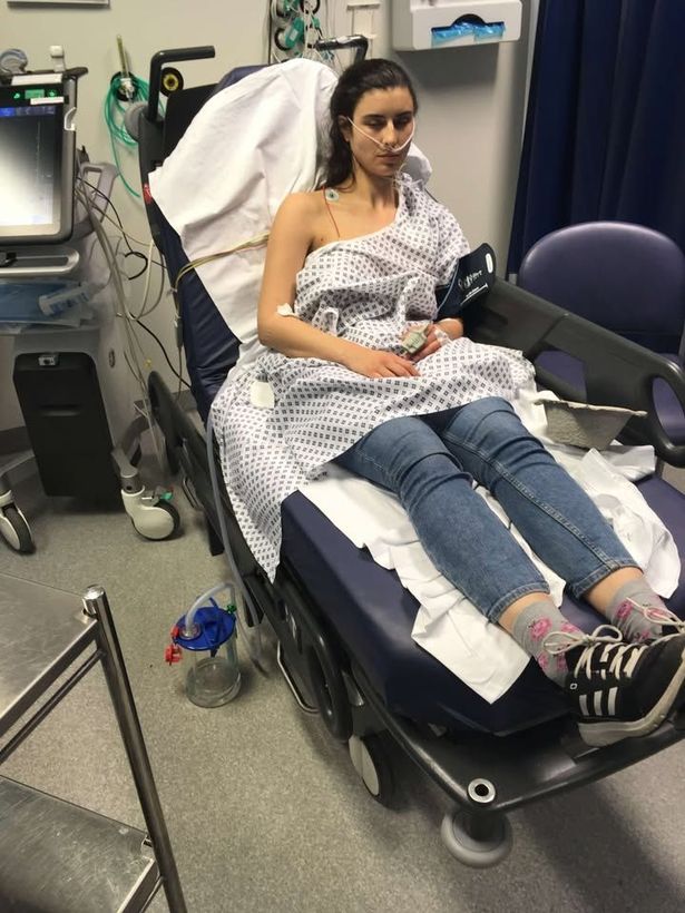 Harriet Davidson, who has lymphangioleiomyomatosis (LAM), pictured in hospital