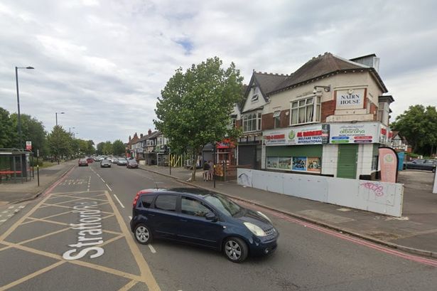 GV of the Stratford Road in Hall Green on the corner of Cateswell Road