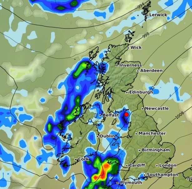 WXCHARTS maps show that where the rain could arrive in the west of the UK
