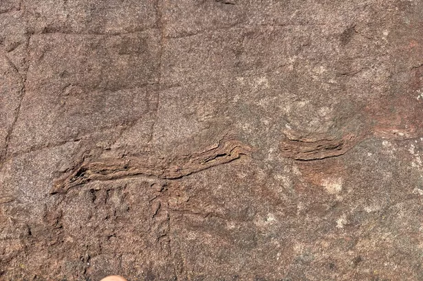 A picture of rippled layers in the Torridon rocks built by ancient microbial communities