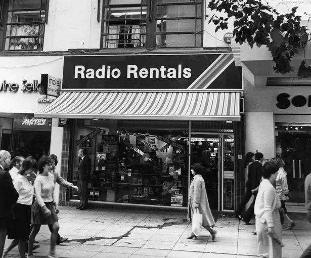 Radio Rentals Electronics store in Liverpool. September 21, 1982